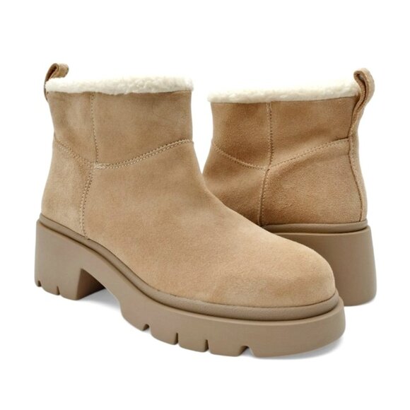 Steve Madden Women's Size 8 Sand Hatcher Sherpa Lined Block Heel Ankle Booties - Picture 3 of 12